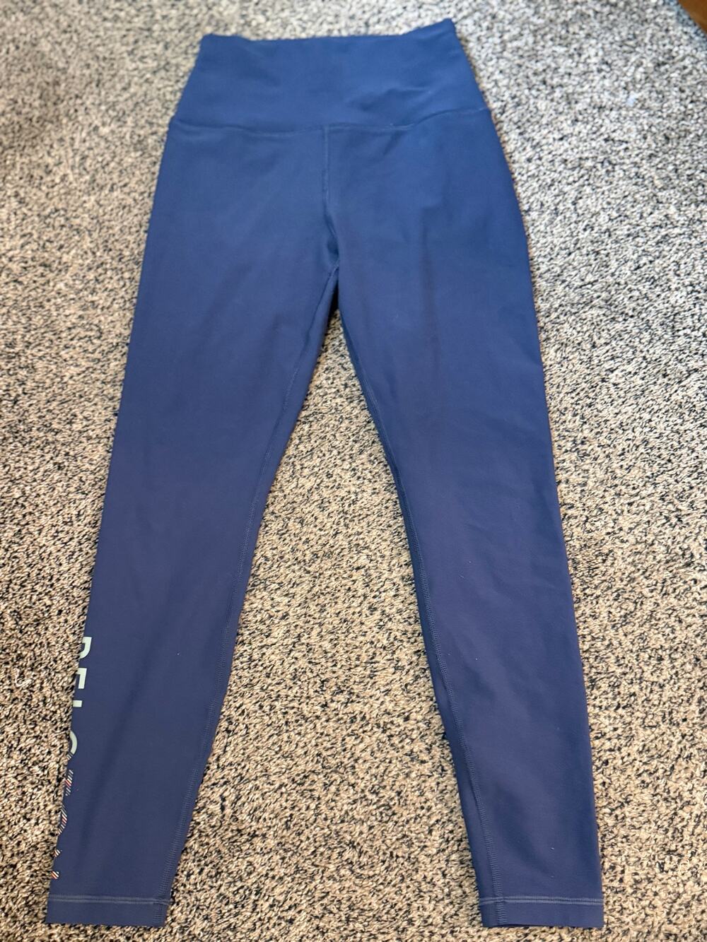 Peloton Women’s Navy High Rise Workout Leggings Logo Size Small